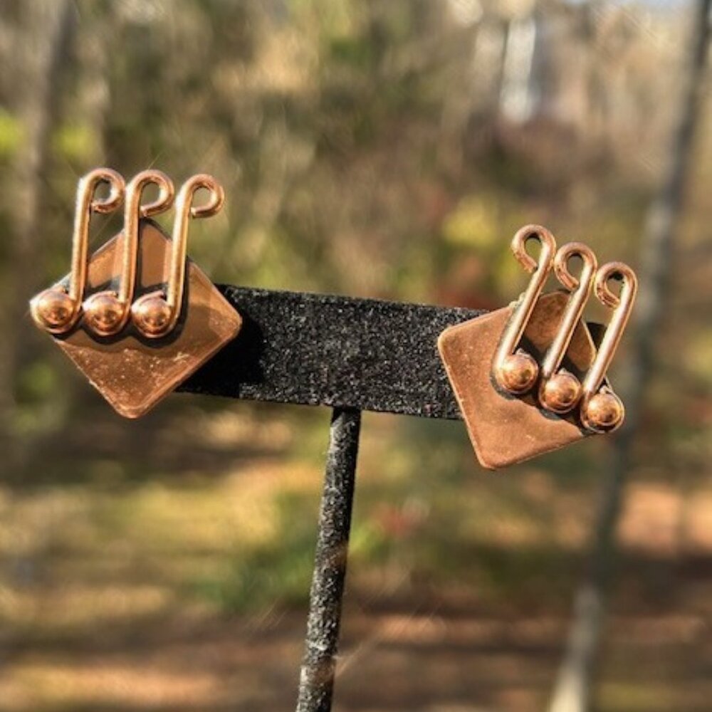 RENOIR Copper Music Note Modernist EARRINGS